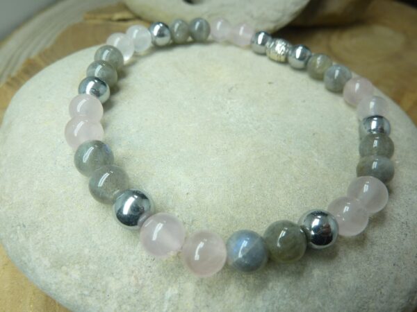 Bracelet Quartz rose-labradorite-hématite