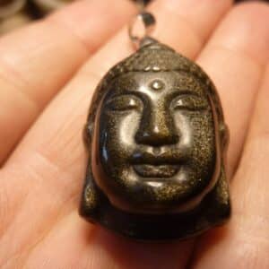 Pendentif Obsidienne dorée-Bouddha ref 3388