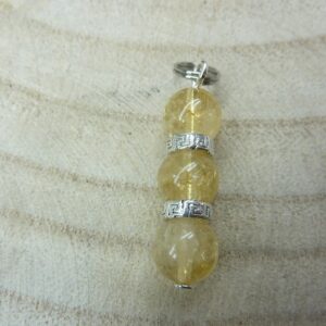 Pendentif Citrine-perles rondes 8 mm