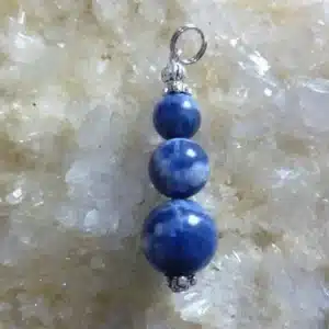 Pendentif Sodalite perles rondes 12-10-8 mm