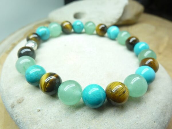 Bracelet oeil de tigre-Turquoise-Aventurine verte