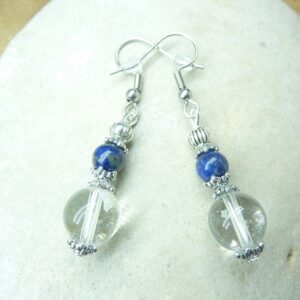 Boucles d'oreilles Lapis lazuli-Quartz cristal de roche