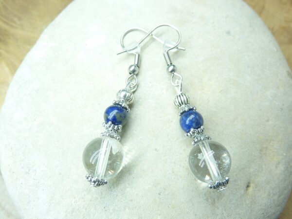 Boucles d'oreilles Lapis lazuli-Quartz cristal de roche