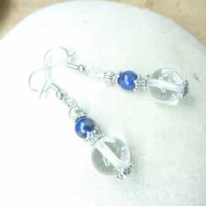 Boucles d'oreilles Lapis lazuli-Quartz cristal de roche