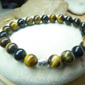 Bracelet Oeil de tigre-Tourmaline noire