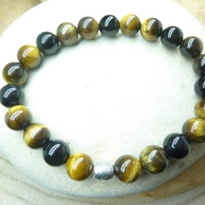 Bracelet Oeil de tigre-Tourmaline noire