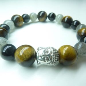 Bracelet oeil de tigre-Labradorite-obsidienne oeil céleste