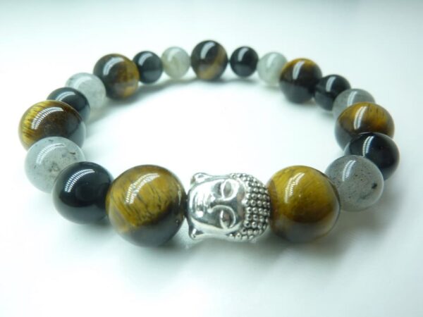 Bracelet oeil de tigre-Labradorite-obsidienne oeil céleste