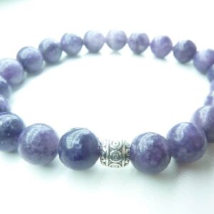 Bracelet Lépidolite perles rondes 8 mm