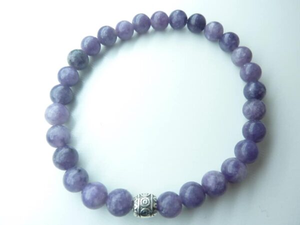 Bracelet Lépidolite perles rondes 8 mm