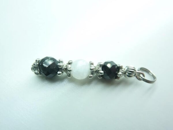 Pendentif Spinelle noir-Pierre de lune-Tourmaline noire