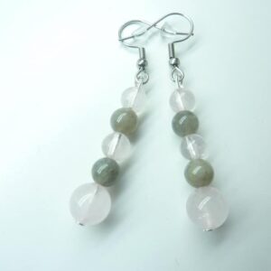 Boucles d'oreilles Labradorite-Quartz rose