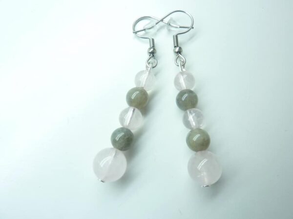 Boucles d'oreilles Labradorite-Quartz rose