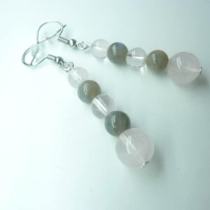 Boucles d'oreilles Labradorite-Quartz rose