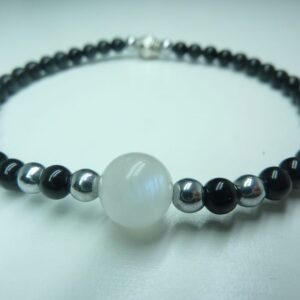 Bracelet “Protection & no stress” en Spinelle noir-Pierre de lune