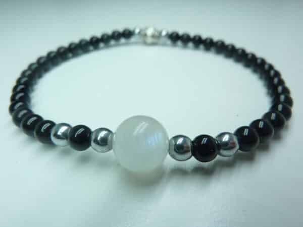 Bracelet “Protection & no stress” en Spinelle noir-Pierre de lune