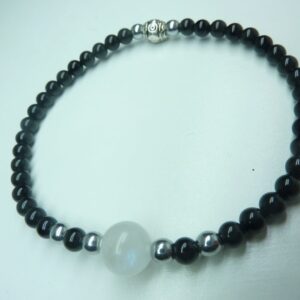 Bracelet “Protection & no stress” en Spinelle noir-Pierre de lune