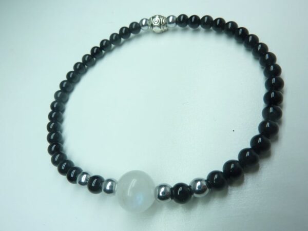 Bracelet “Protection & no stress” en Spinelle noir-Pierre de lune