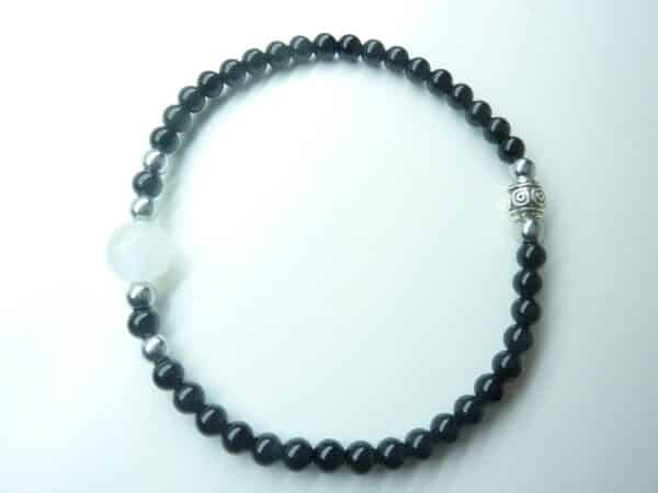 Bracelet “Protection & no stress” en Spinelle noir-Pierre de lune