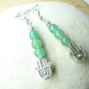 Boucles d'oreilles main de Fatma - Aventurine