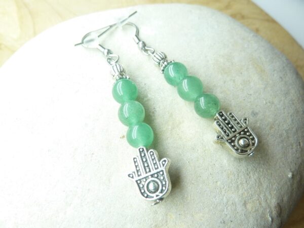 Boucles d'oreilles main de Fatma - Aventurine
