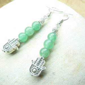 Boucles d'oreilles main de Fatma - Aventurine