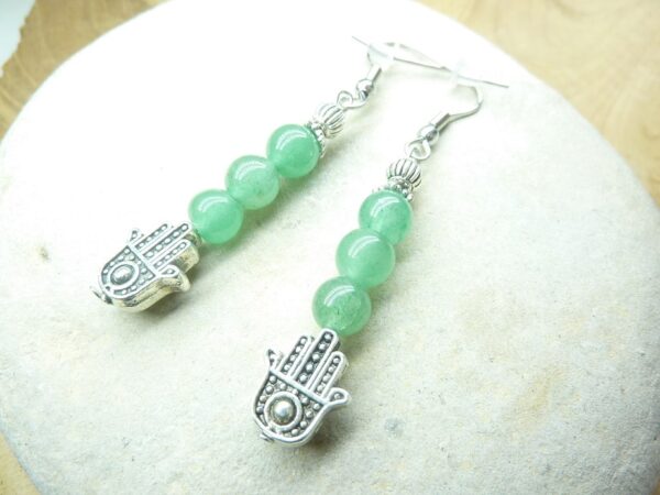 Boucles d'oreilles main de Fatma - Aventurine
