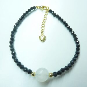 Bracelet “Protection & no stress” en Spinelle noir-Pierre de lune