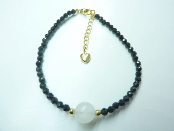 Bracelet “Protection & no stress” en Spinelle noir-Pierre de lune