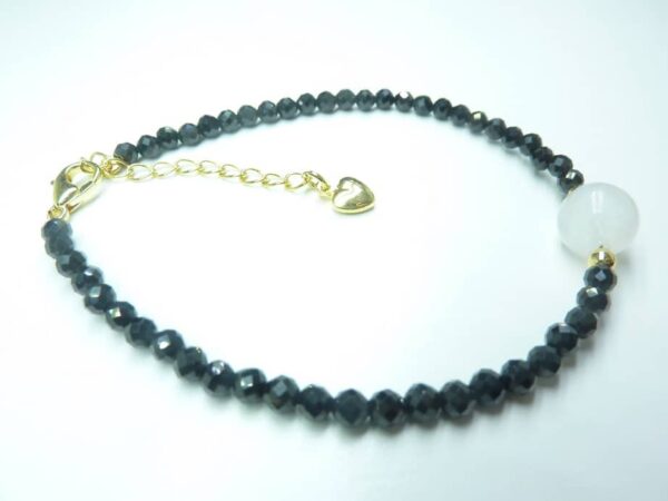 Bracelet “Protection & no stress” en Spinelle noir-Pierre de lune