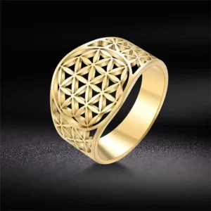 Bague Fleur de vie taille 54 ref or