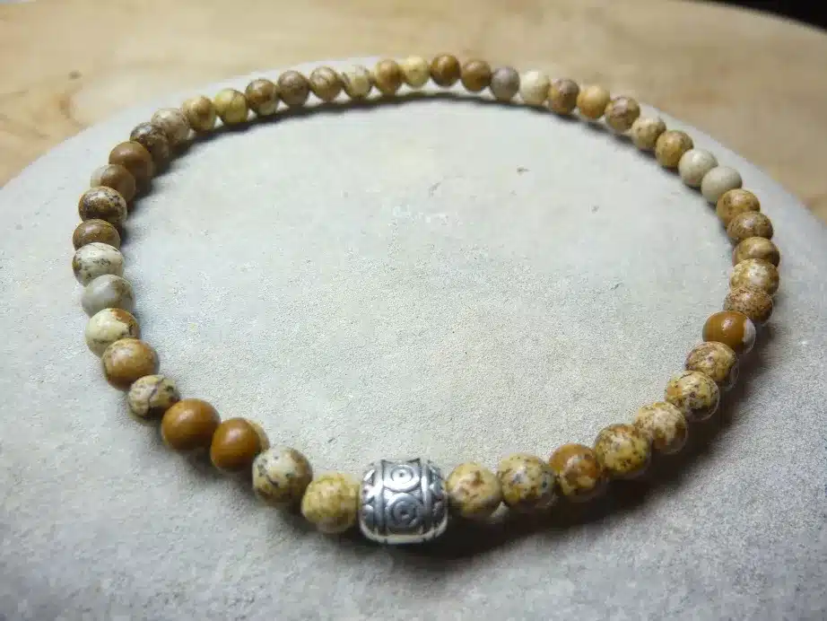 Bracelet Jaspe Paysage – Perles rondes 4 mm