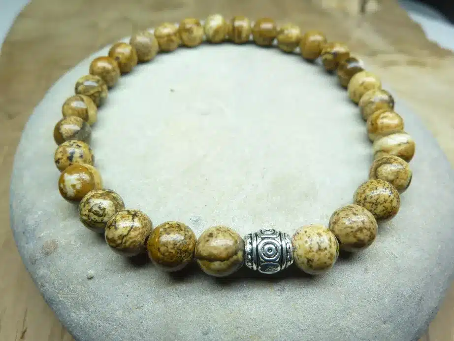 Bracelet Jaspe Paysage – Perles rondes 6 mm