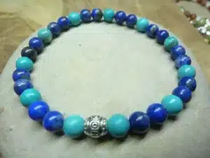 Bracelet Turquoise-Lapis lazuli – perles rondes 6 mm