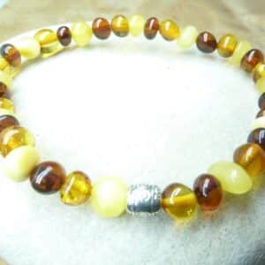 Bracelet Ambre Multicolore véritable Baltique grosse perles