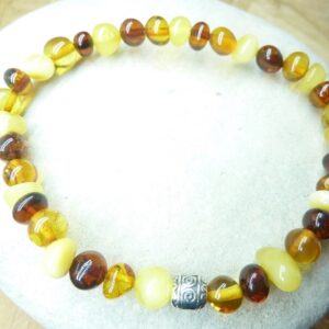 Bracelet Ambre Multicolore véritable Baltique grosse perles