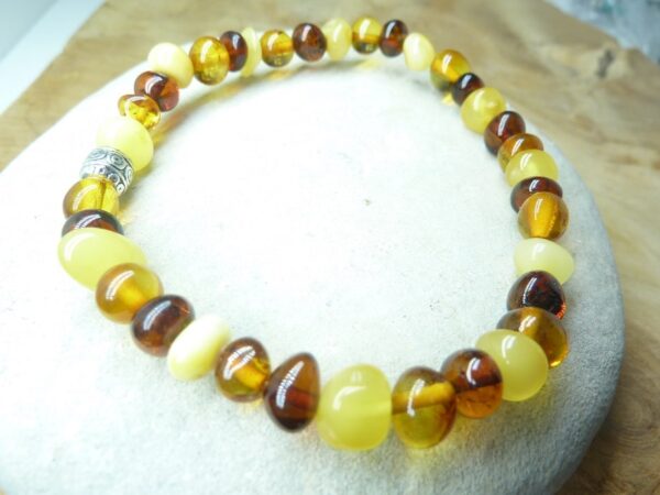Bracelet Ambre Multicolore véritable Baltique grosse perles