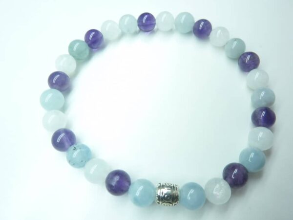 Bracelet Pierre de lune-Aigue marine-Améthyste