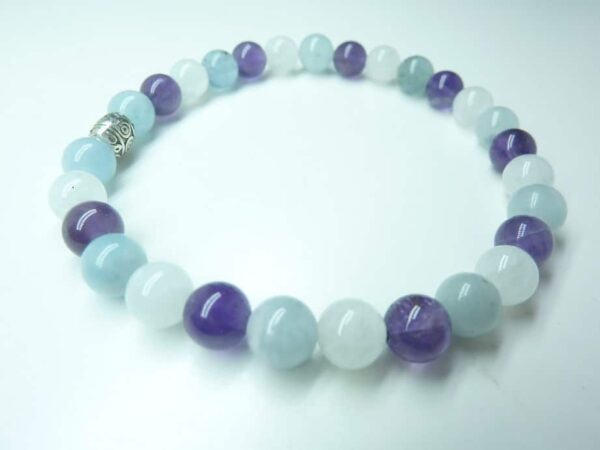 Bracelet Pierre de lune-Aigue marine-Améthyste