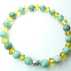 Bracelet Jade vert - Ambre de la Baltique