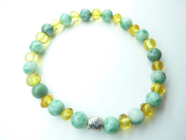 Bracelet Jade vert - Ambre de la Baltique