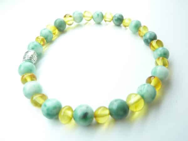 Bracelet Jade vert - Ambre de la Baltique