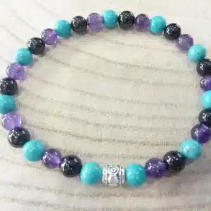 Bracelet Spinelle noir-Améthyste-Turquoise