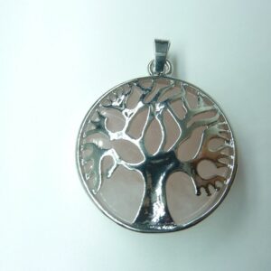 Pendentif Quartz rose-arbre de vie