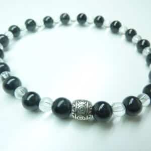 Bracelet Spinelle noir-Quartz cristal de roche