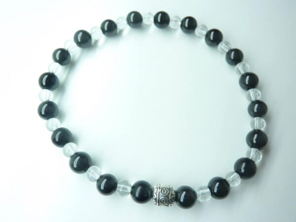 Bracelet Spinelle noir-Quartz cristal de roche