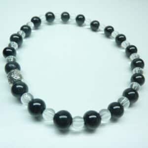 Bracelet Spinelle noir-Quartz cristal de roche