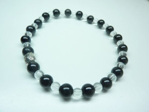 Bracelet Spinelle noir-Quartz cristal de roche