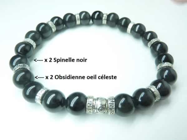 Bracelet méga protection Spinelle noire-Obsidienne oeil céleste