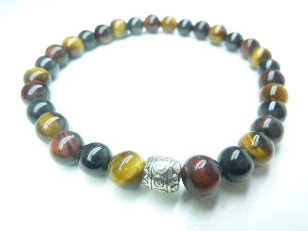 Bracelet Spinelle noir-Oeil de tigre-Oeil de taureau